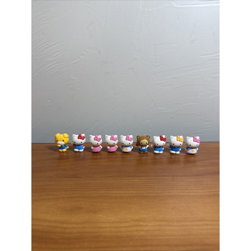 Bundle of 9 Hello Kitty Figures For Beadable Keychain Making Holes Plastic